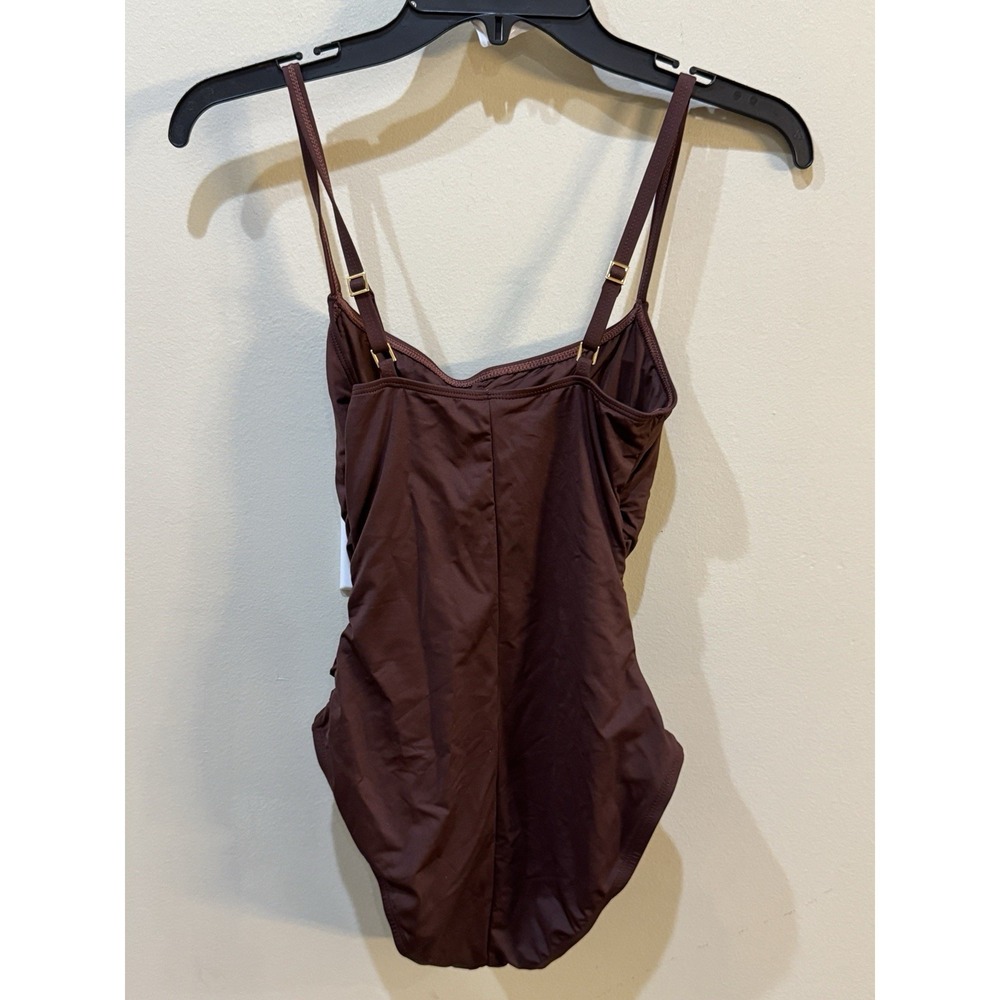 La Blanca Ruched One-Piece Swimsuit Java Size 6 - Picture 4 of 10